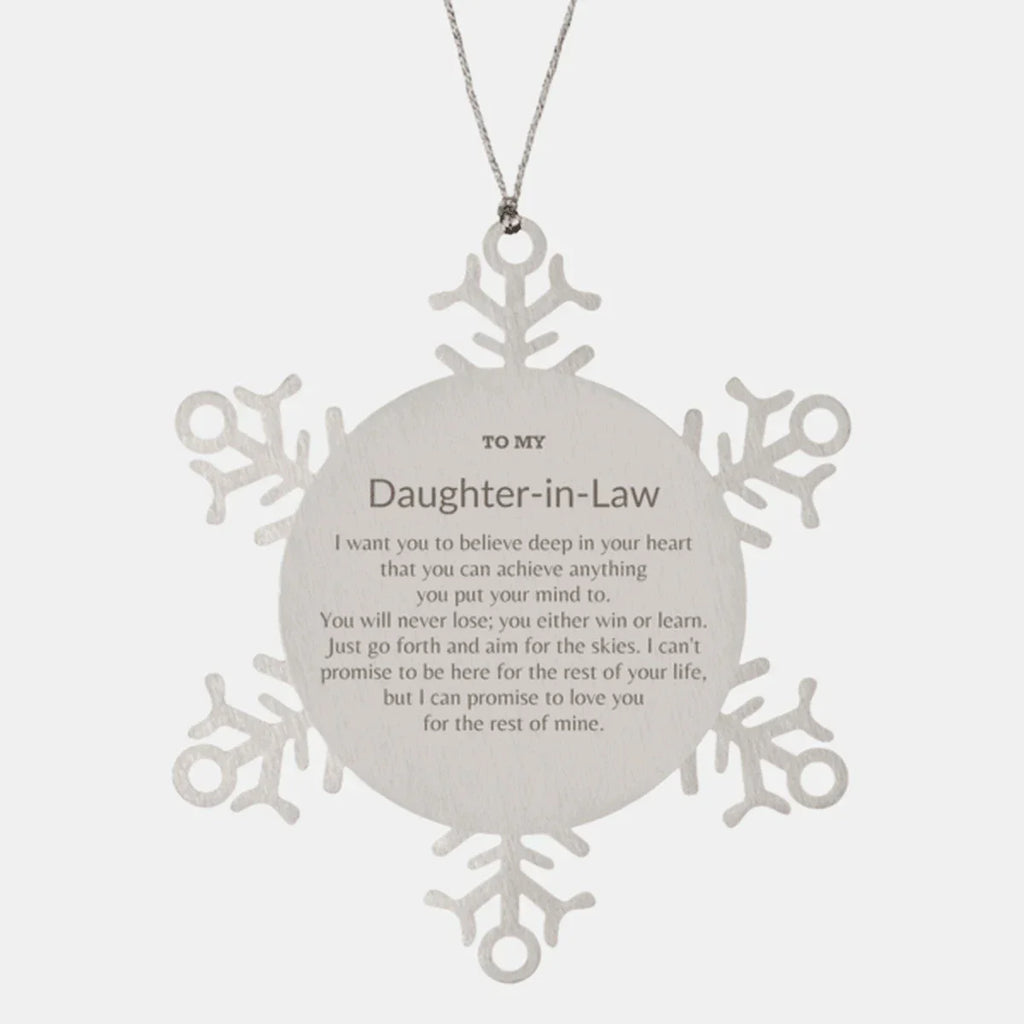 Motivational Daughter In Law Snowflake Ornament, Daughter In Law I can promise to love you for the rest of mine, Christmas Birthday Gifts