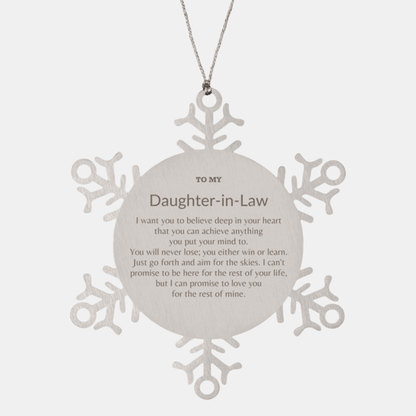 Motivational Daughter In Law Snowflake Ornament, Daughter In Law I can promise to love you for the rest of mine, Christmas Birthday Gifts