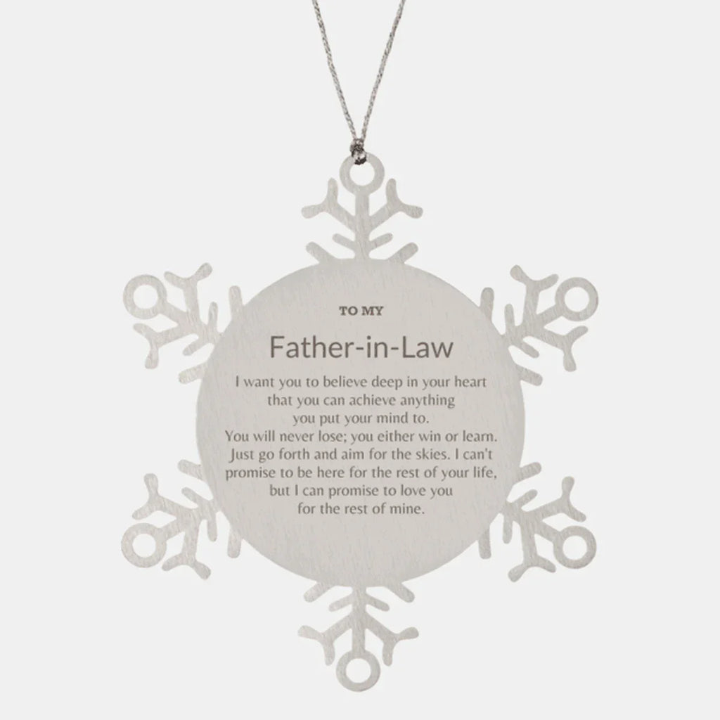 Motivational Father-In-Law Snowflake Ornament, I can promise to love you for the rest of mine, Christmas Birthday Gifts