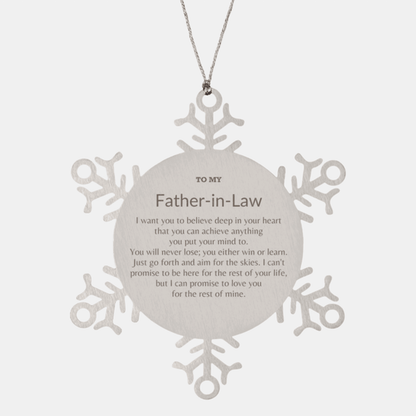 Motivational Father-In-Law Snowflake Ornament, I can promise to love you for the rest of mine, Christmas Birthday Gifts