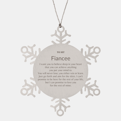 Motivational Fiancee Snowflake Ornament, Fiancee I can promise to love you for the rest of mine, Christmas Ornament For Fiancee, Fiancee Gift for Women Men