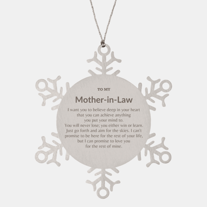 Motivational Mother-In-Law Snowflake Ornament, Mother-In-Law I can promise to love you for the rest of mine, Christmas Birthday Gift