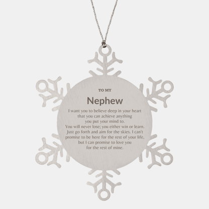 Motivational Nephew Snowflake Ornament, Nephew I can promise to love you for the rest of mine, Christmas Birthday Gift