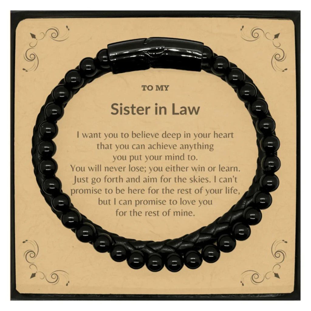 Motivational Sister In Law Stone Leather Bracelets, Sister In Law I can promise to love you for the rest of mine,