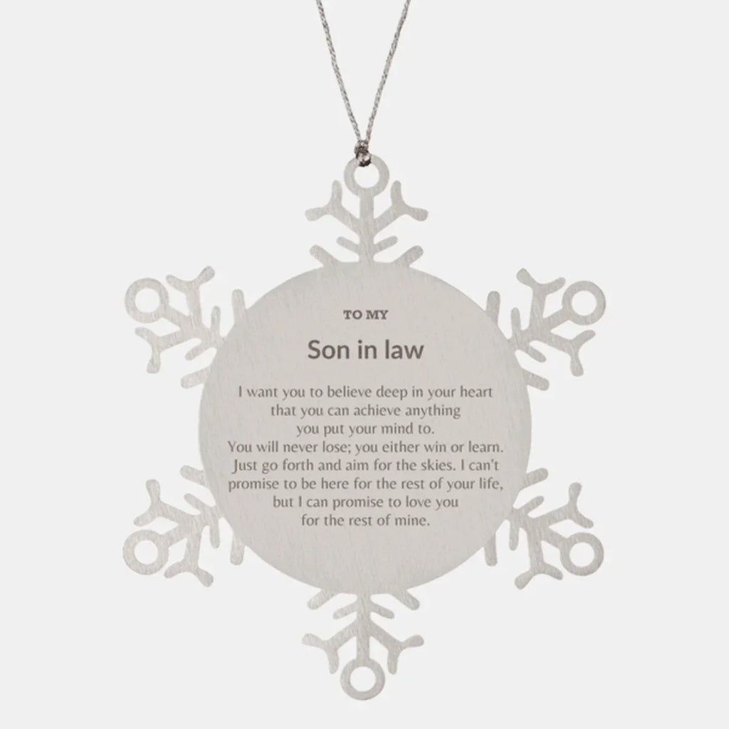 Motivational Son In Law Snowflake Ornament, Son In Law I can promise to love you for the rest of mine, Christmas Ornament For Son In Law, Son In Law Gift for Women Men