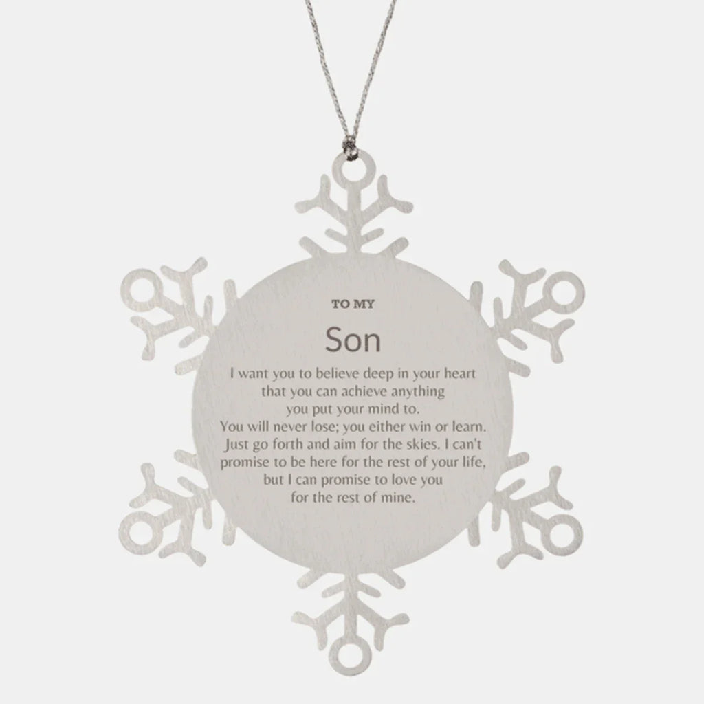 Motivational Son Snowflake Ornament, Son I can promise to love you for the rest of mine, Christmas Ornament For Son, Son Gift for Women Men