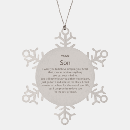 Motivational Son Snowflake Ornament, Son I can promise to love you for the rest of mine, Christmas Ornament For Son, Son Gift for Women Men