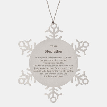 Motivational Stepfather Snowflake Ornament, Stepfather I can promise to love you for the rest of mine, Christmas Birthday Gift
