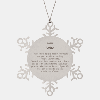 Motivational Wife Snowflake Ornament, Wife I can promise to love you for the rest of mine, Christmas Birthday Gift