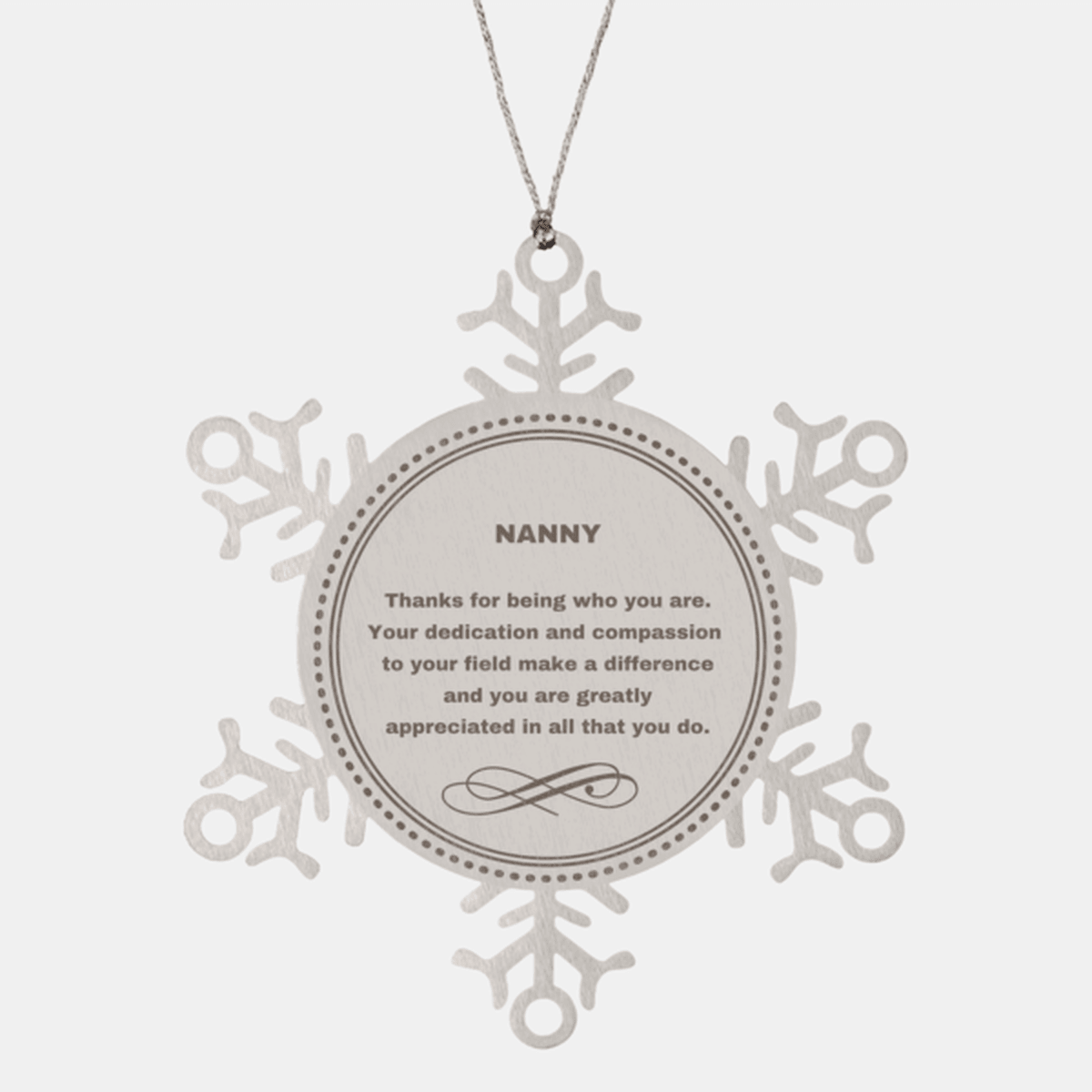 Nanny Snowflake Ornament - Thanks for being who you are - Birthday Christmas Jewelry Gifts Coworkers Colleague Boss