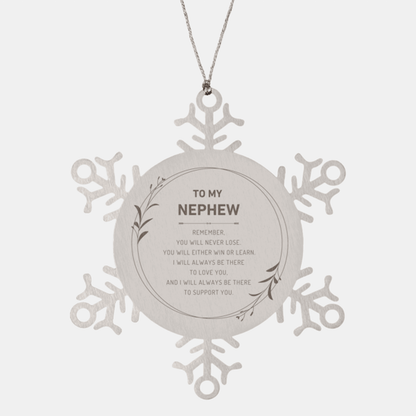 Nephew Ornament Gifts, To My Nephew Remember, you will never lose. You will either WIN or LEARN, Keepsake Snowflake Ornament For Nephew, Birthday Christmas Gifts Ideas For Nephew X-mas Gifts - Mallard Moon Gift Shop