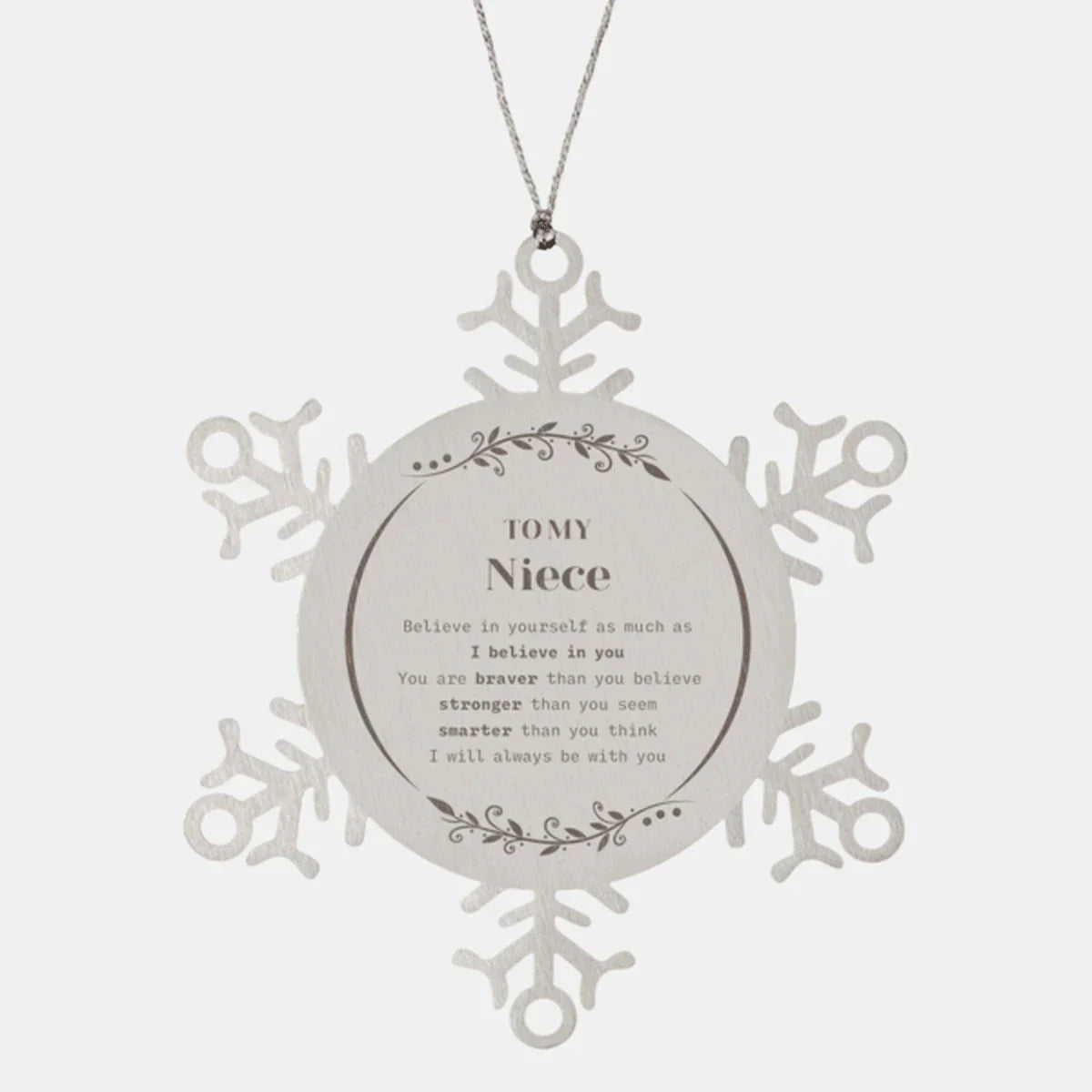 Niece Snowflake Ornament Gifts, To My Niece You are braver than you believe, stronger than you seem, Inspirational Birthday, Christmas Gifts