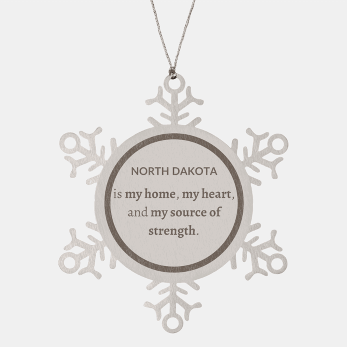 North Dakota is my Home Gifts, Amazing North Dakota Birthday, Christmas Engraved Stainless-Steel Snowflake Ornament For People from North Dakota, Men, Women, Friends