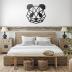 Geometric Panda Metal Wall Art – Modern Animal Steel Décor – Minimalist Panda Head Wall Hanging