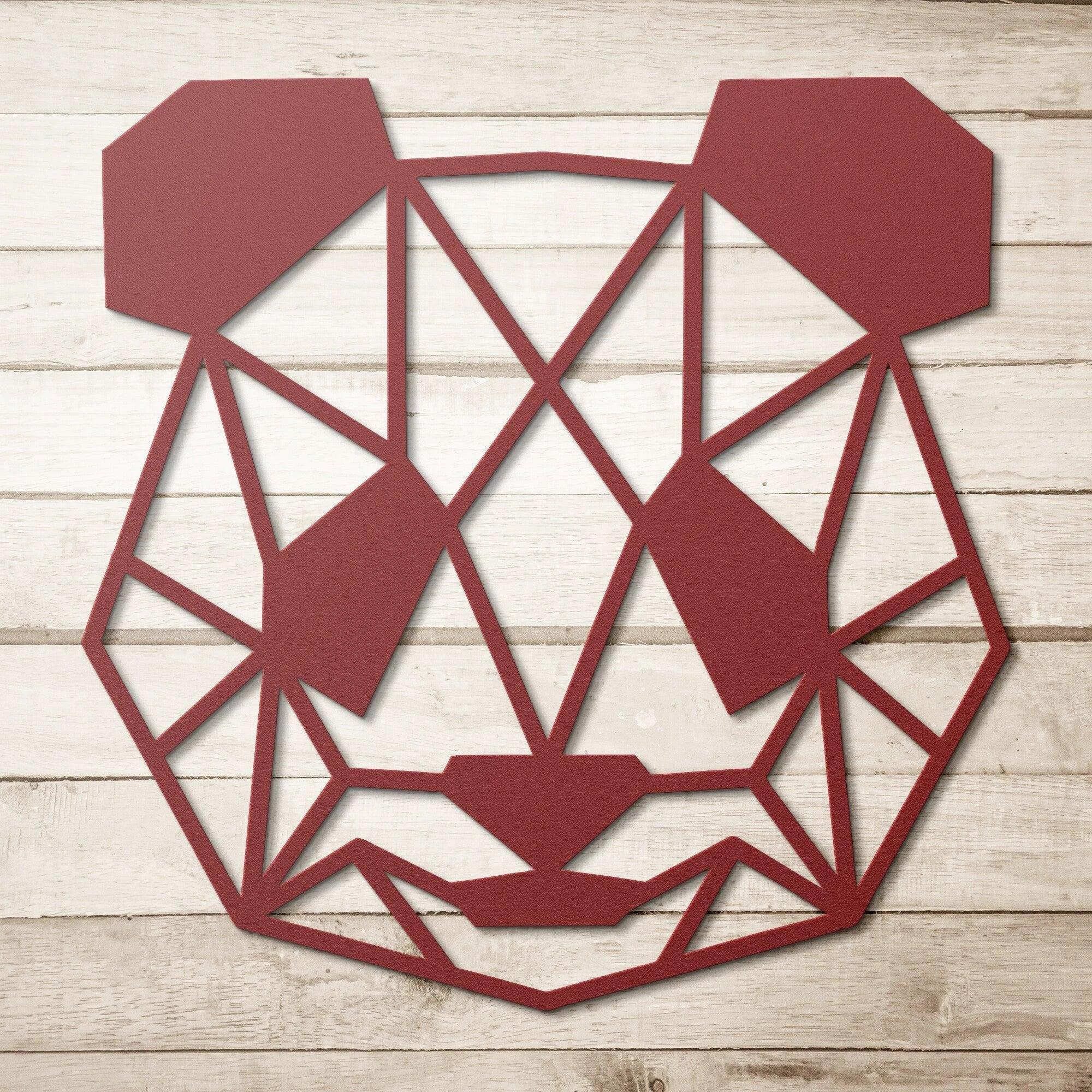Geometric Panda Metal Wall Art – Modern Animal Steel Décor – Minimalist Panda Head Wall Hanging