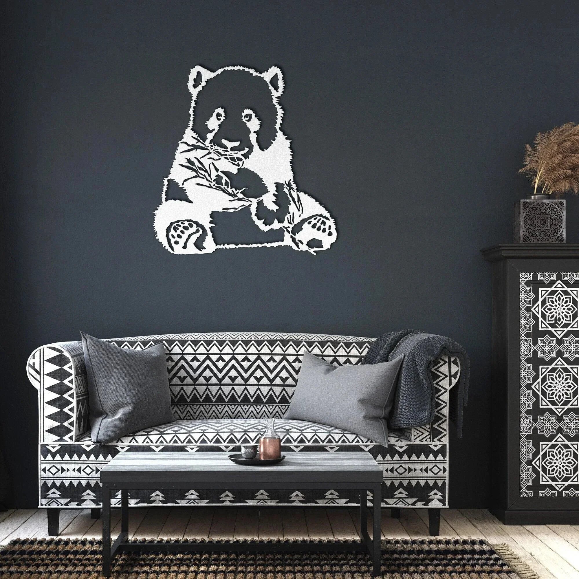 Panda Bear Metal Wall Art