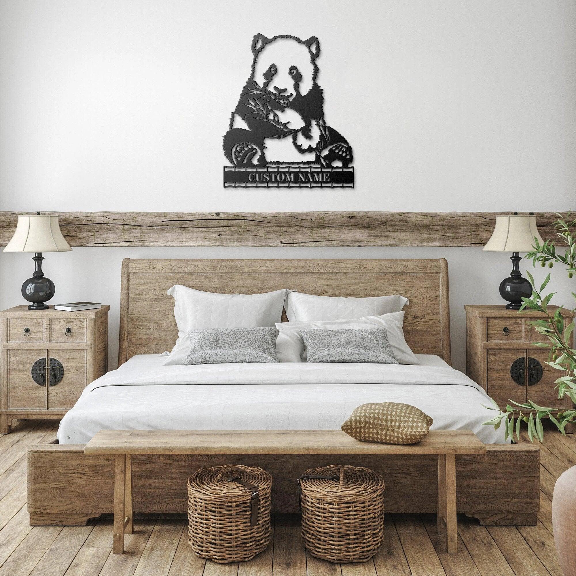 Panda Bear Personalized Metal Art Wall Sign