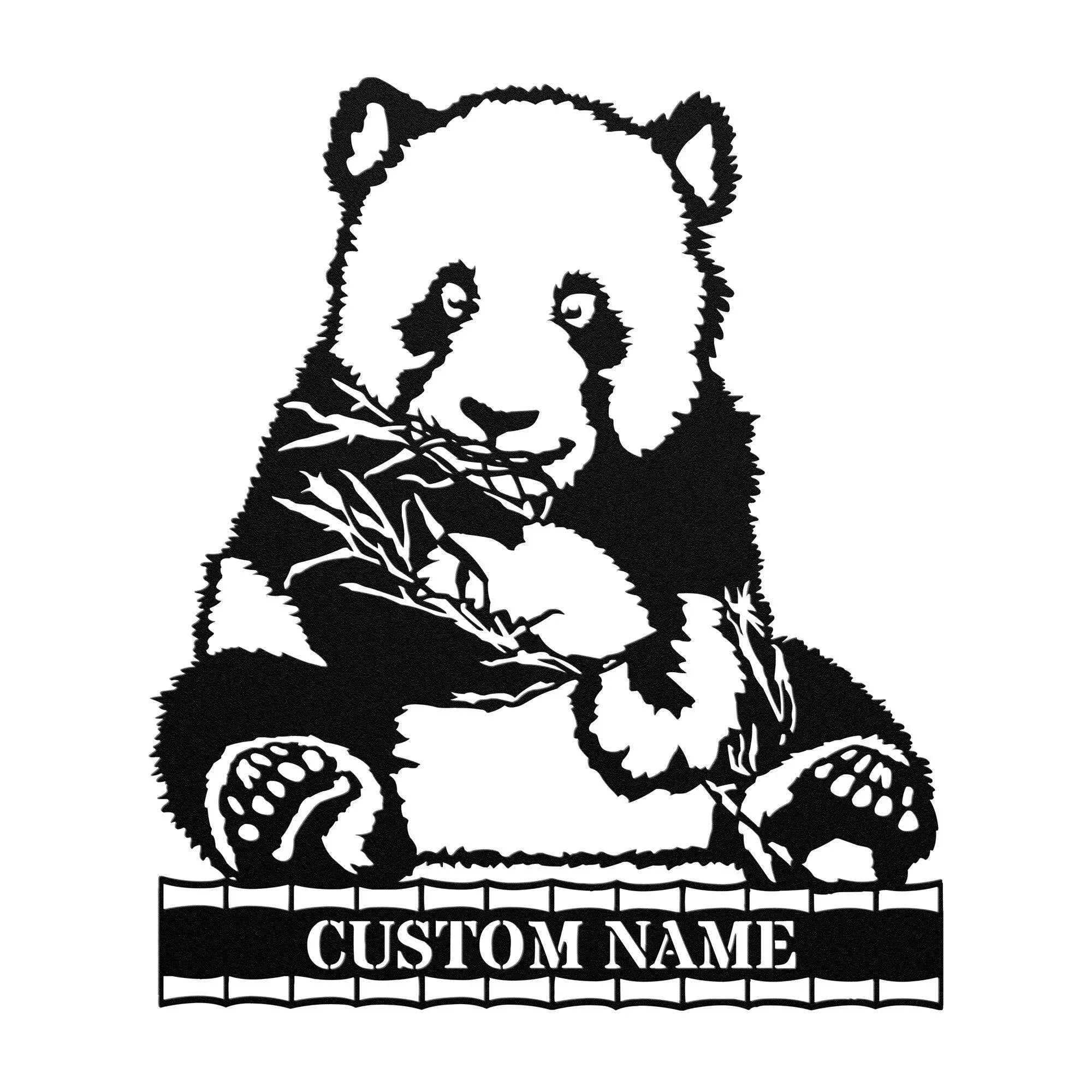 Panda Bear Personalized Metal Art Wall Sign