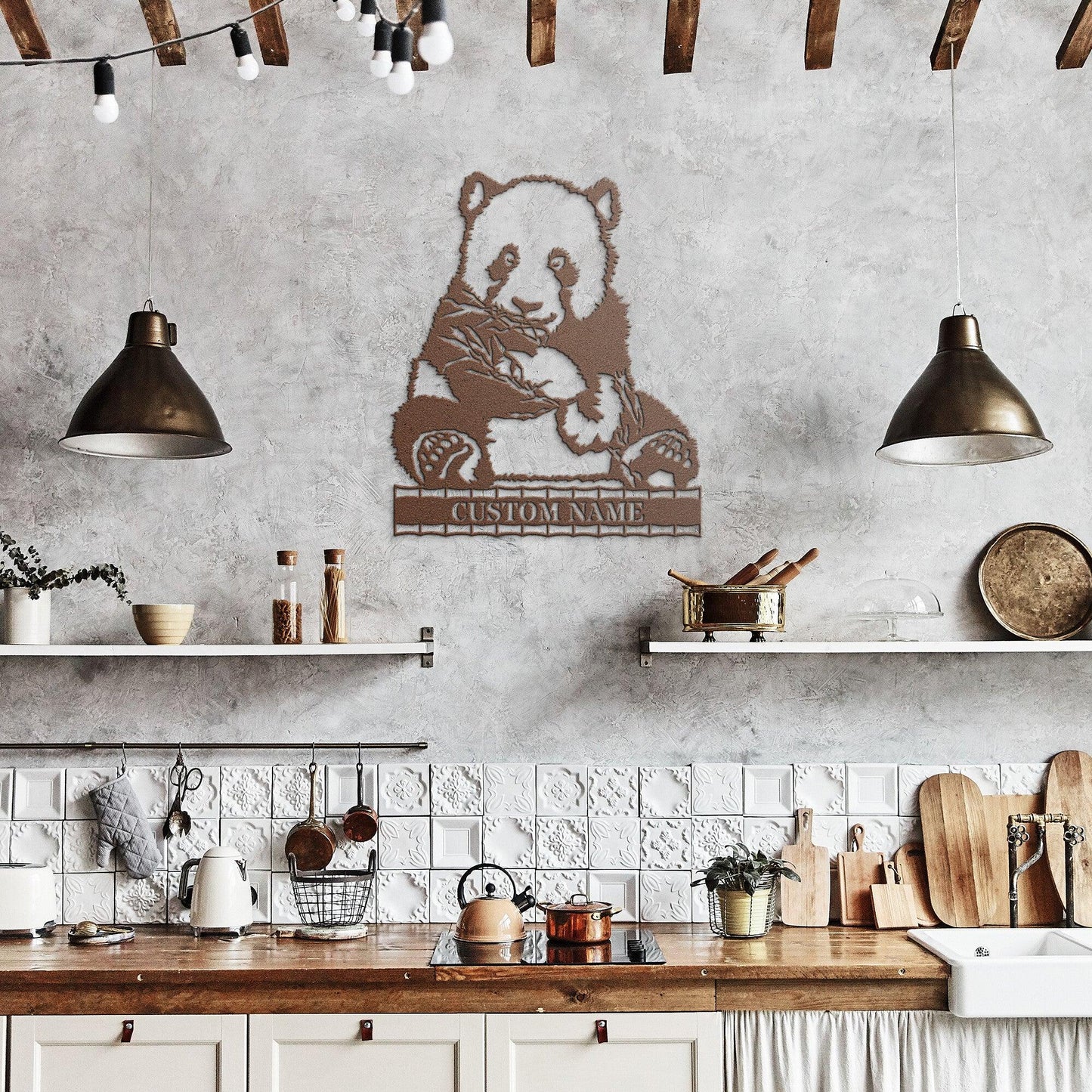 Panda Bear Personalized Metal Art Wall Sign - Mallard Moon Gift Shop