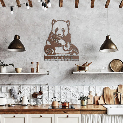 Panda Bear Personalized Metal Art Wall Sign - Mallard Moon Gift Shop