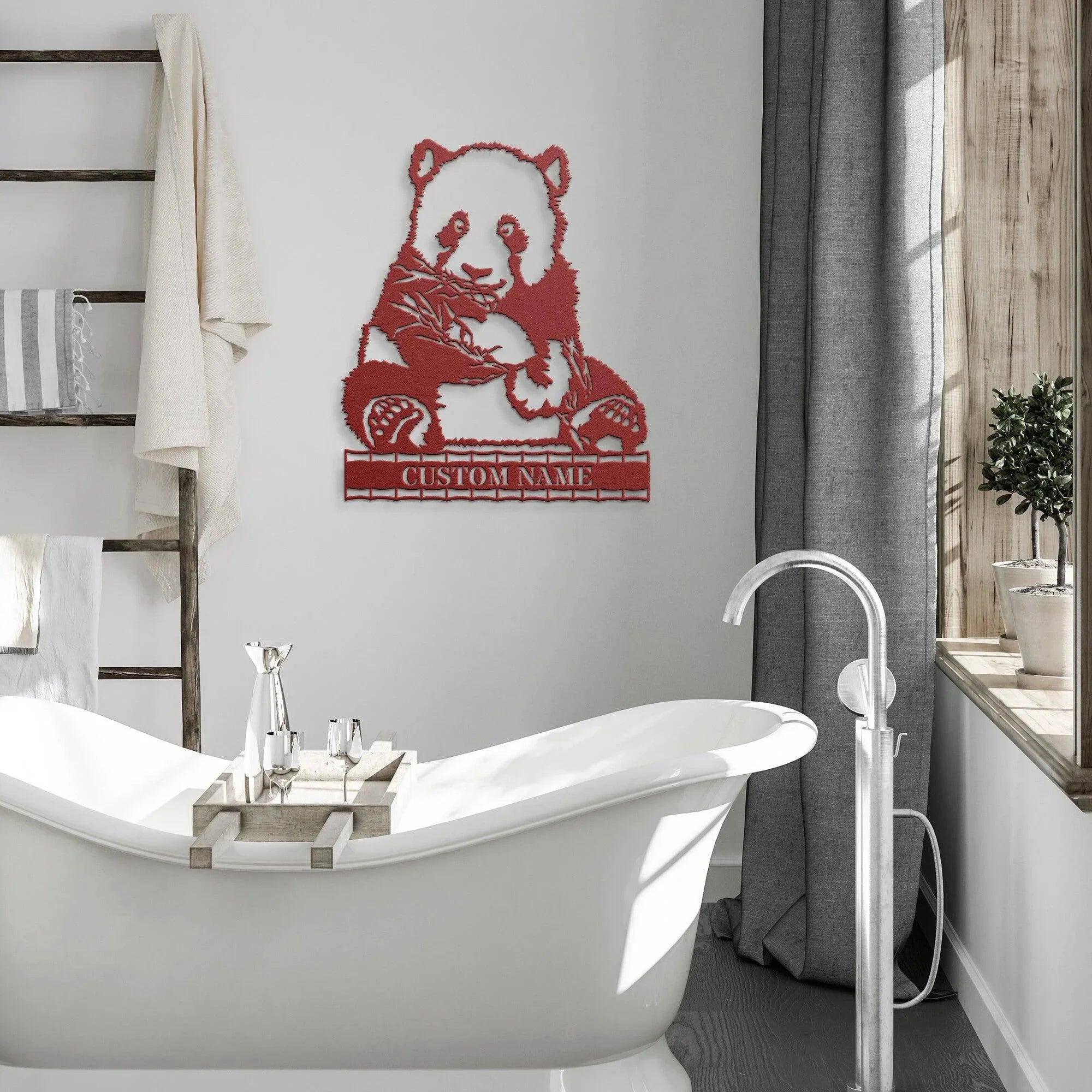 Panda Bear Personalized Metal Art Wall Sign