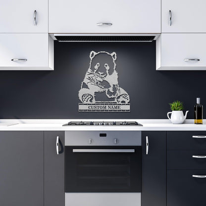 Panda Bear Personalized Metal Art Wall Sign - Mallard Moon Gift Shop