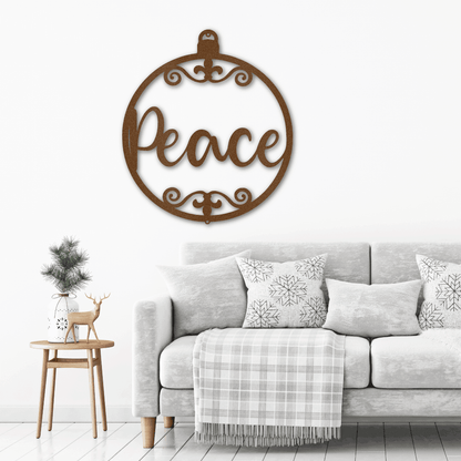 Peace Ornament Indoor Outdoor Steel Holiday Wall Sign