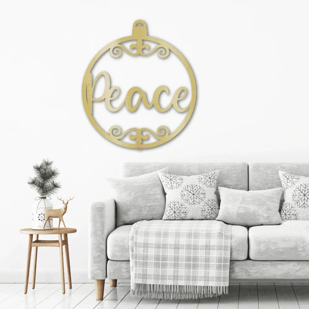 Peace Ornament Indoor Outdoor Steel Holiday Wall Sign