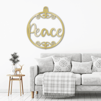 Peace Ornament Indoor Outdoor Steel Holiday Wall Sign