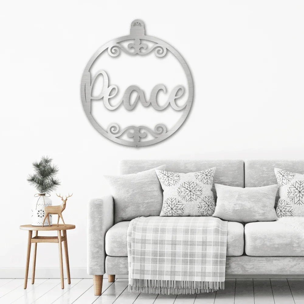 Peace Ornament Indoor Outdoor Steel Holiday Wall Sign