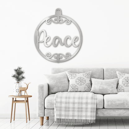 Peace Ornament Indoor Outdoor Steel Holiday Wall Sign