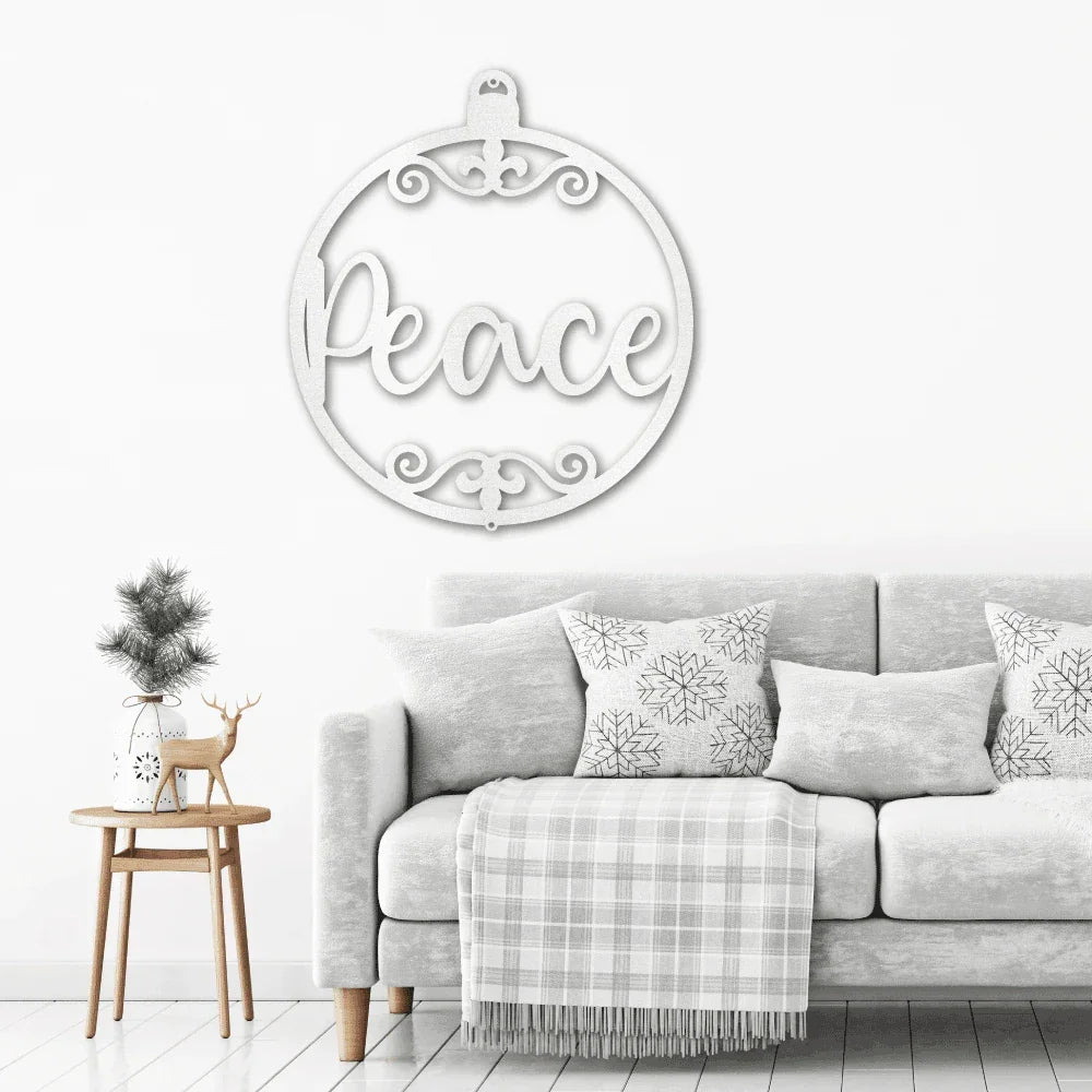 Peace Ornament Indoor Outdoor Steel Holiday Wall Sign