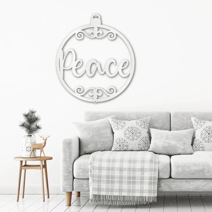 Peace Ornament Indoor Outdoor Steel Holiday Wall Sign