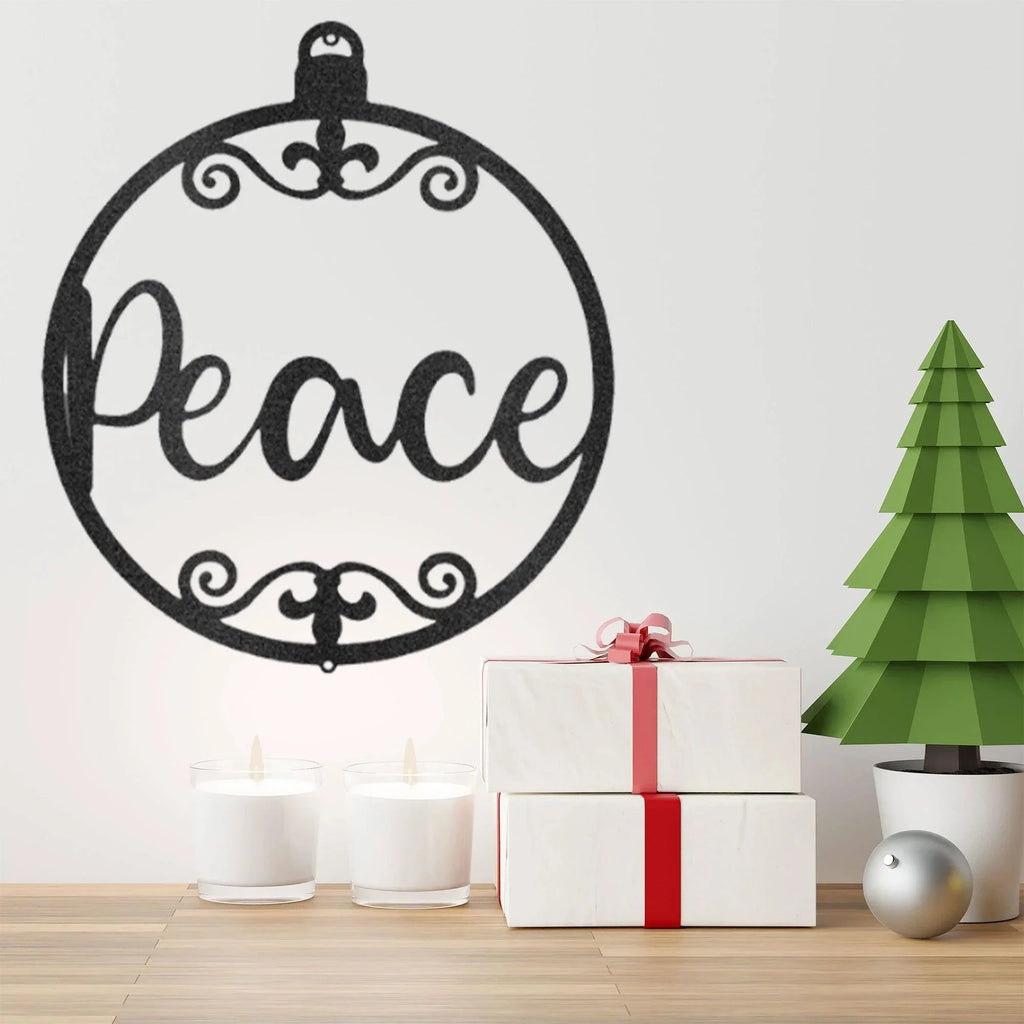 Peace Ornament Indoor Outdoor Steel Holiday Wall Sign