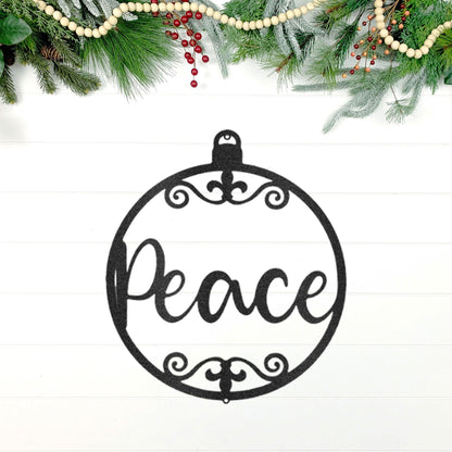 Peace Ornament Indoor Outdoor Steel Holiday Wall Sign