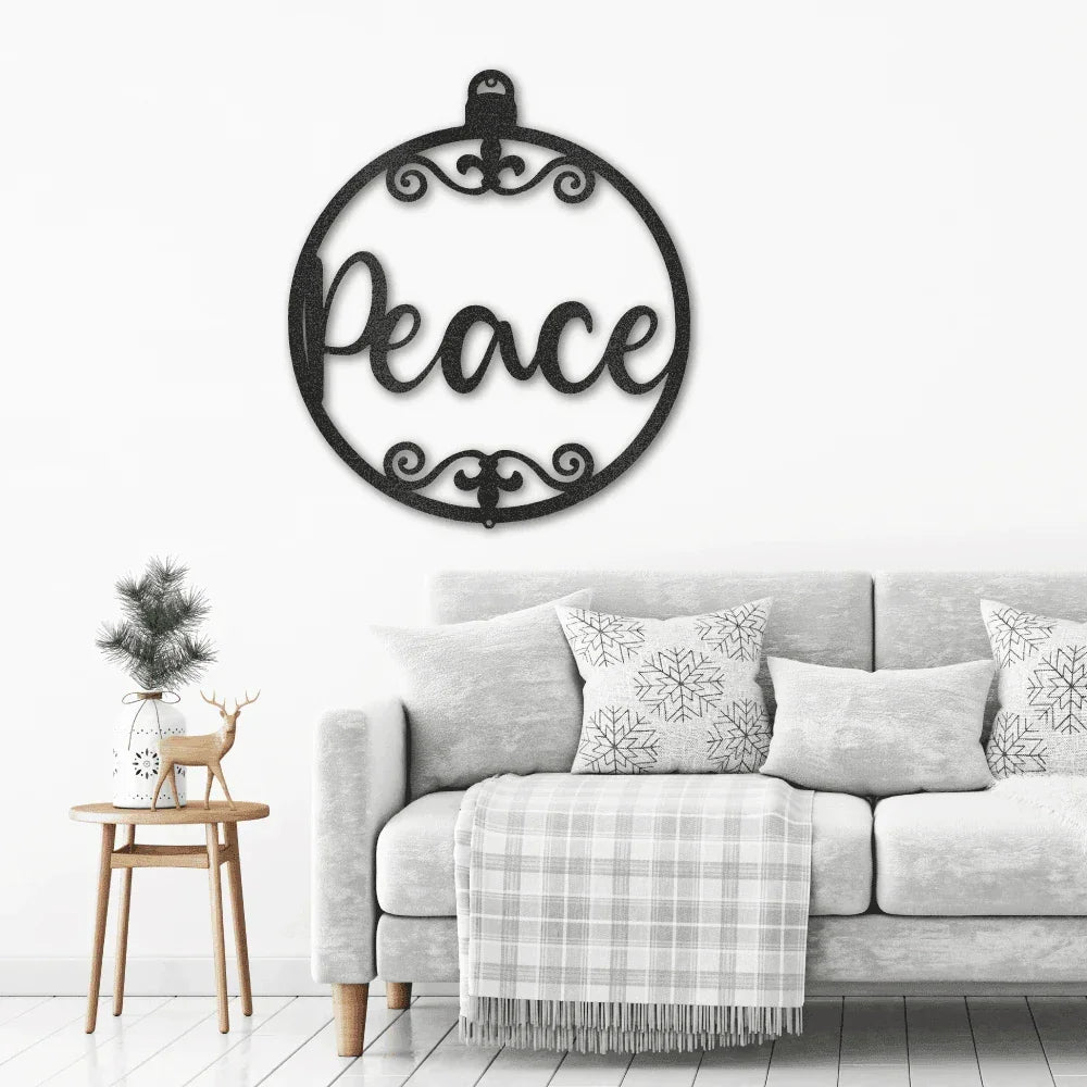 Peace Ornament Indoor Outdoor Steel Holiday Wall Sign