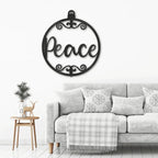 Peace Ornament Indoor Outdoor Steel Holiday Wall Sign