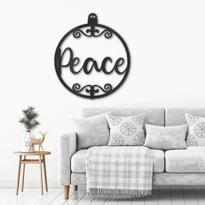 Peace Ornament Indoor Outdoor Steel Holiday Wall Sign