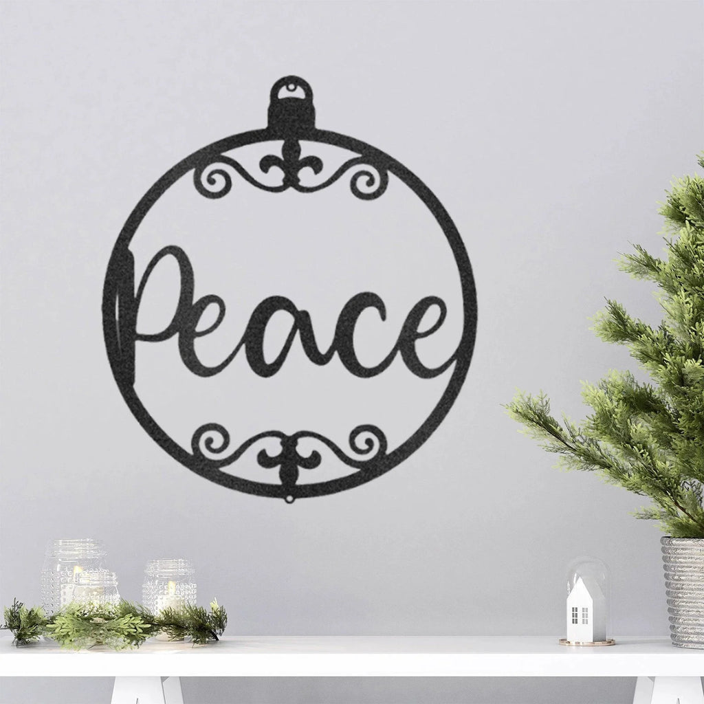 Peace Ornament Indoor Outdoor Steel Holiday Wall Sign