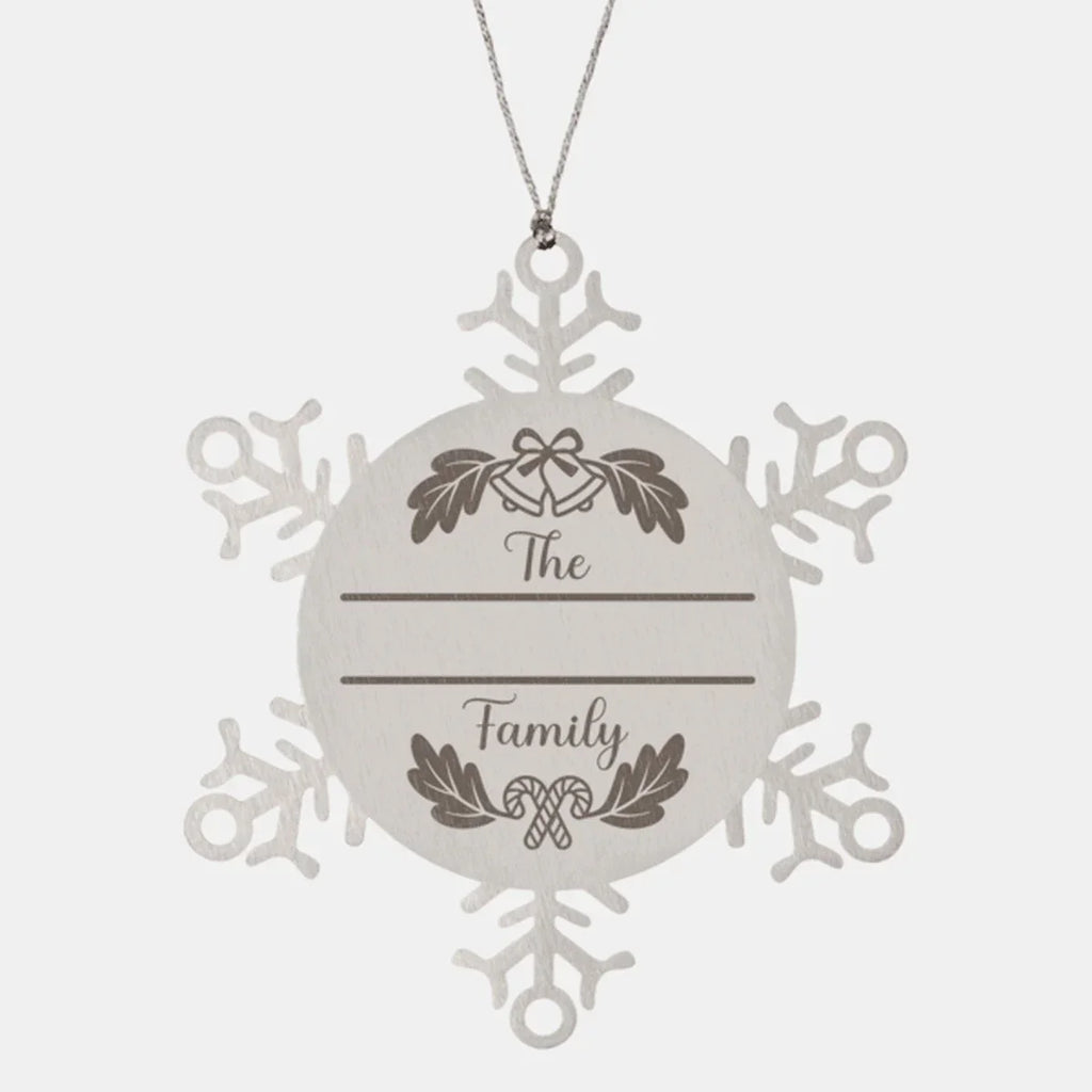 Personalized Christmas Bells Family Name Laser Engraved Stainless Steel Snowflake Tree Ornament