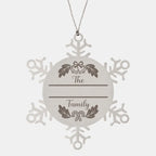 Personalized Christmas Bells Family Name Laser Engraved Stainless Steel Snowflake Tree Ornament