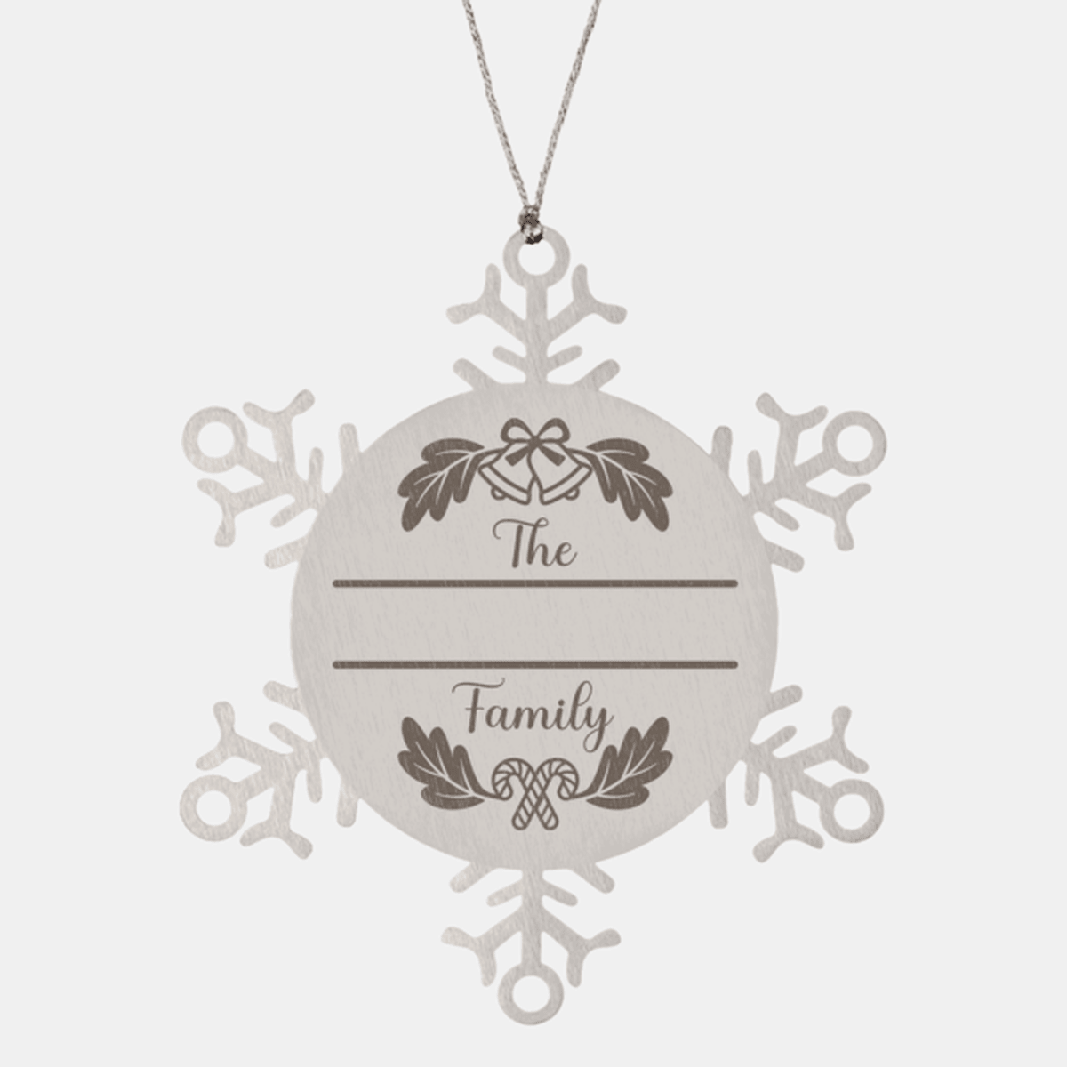 Personalized Christmas Bells Family Name Laser Engraved Stainless Steel Snowflake Tree Ornament