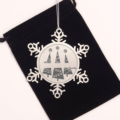 Personalized Snowflake Christmas Tree Ornament Family Name Laser Engraved Stainless Steel Keepsake - Mallard Moon Gift Shop