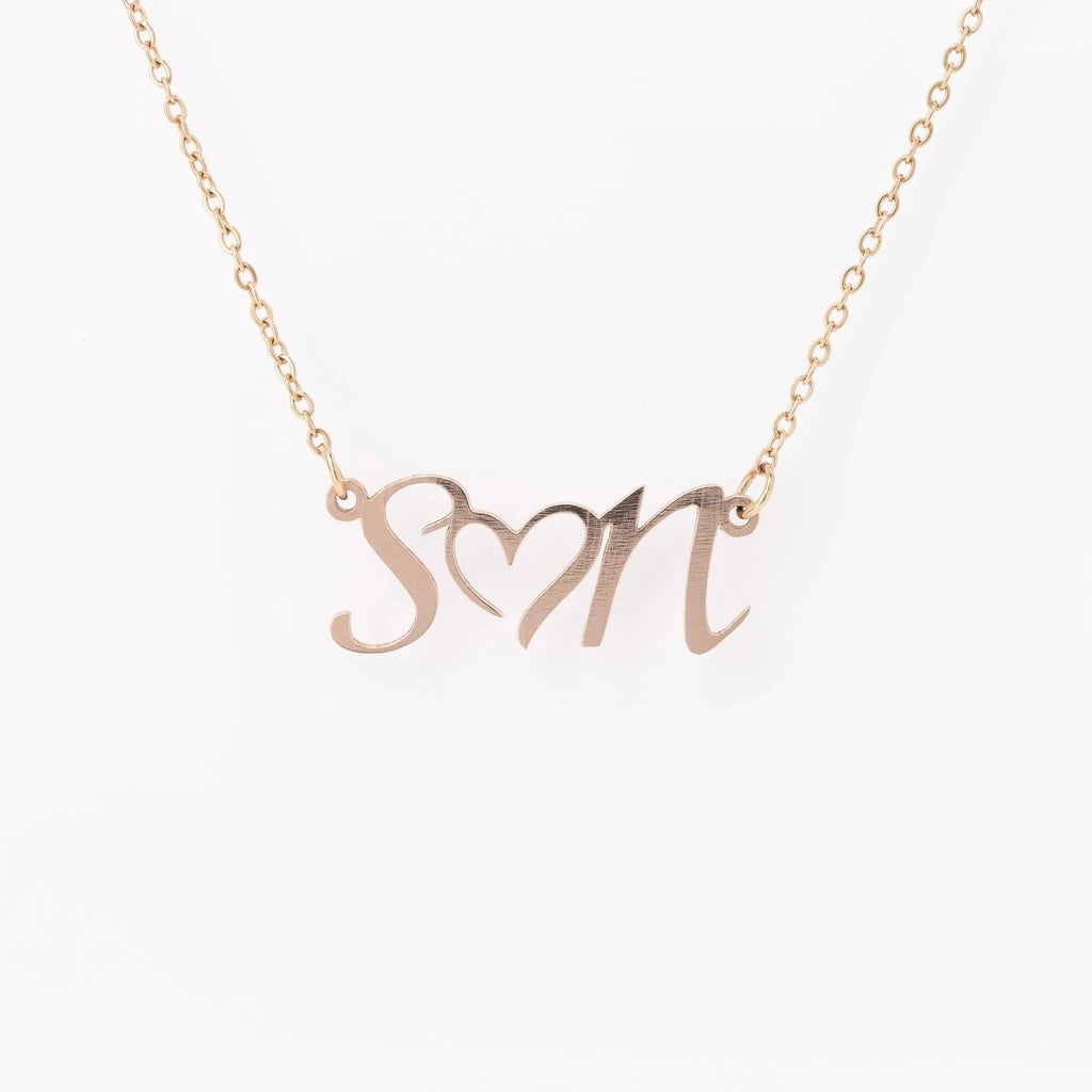 Personalized Double Initial Heart Necklace