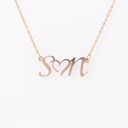 Personalized Double Initial Heart Necklace - Mallard Moon Gift Shop