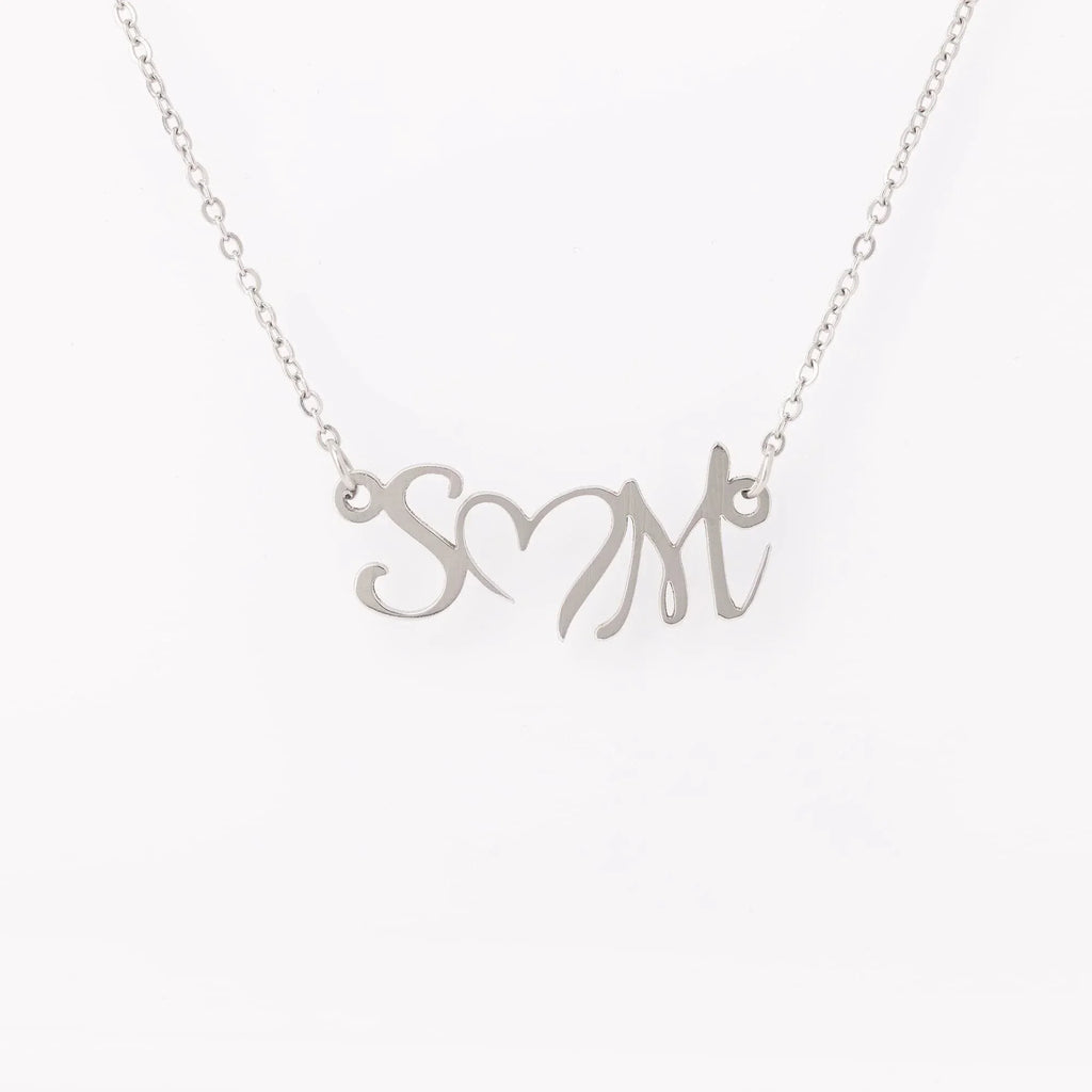 Personalized Double Initial Heart Necklace