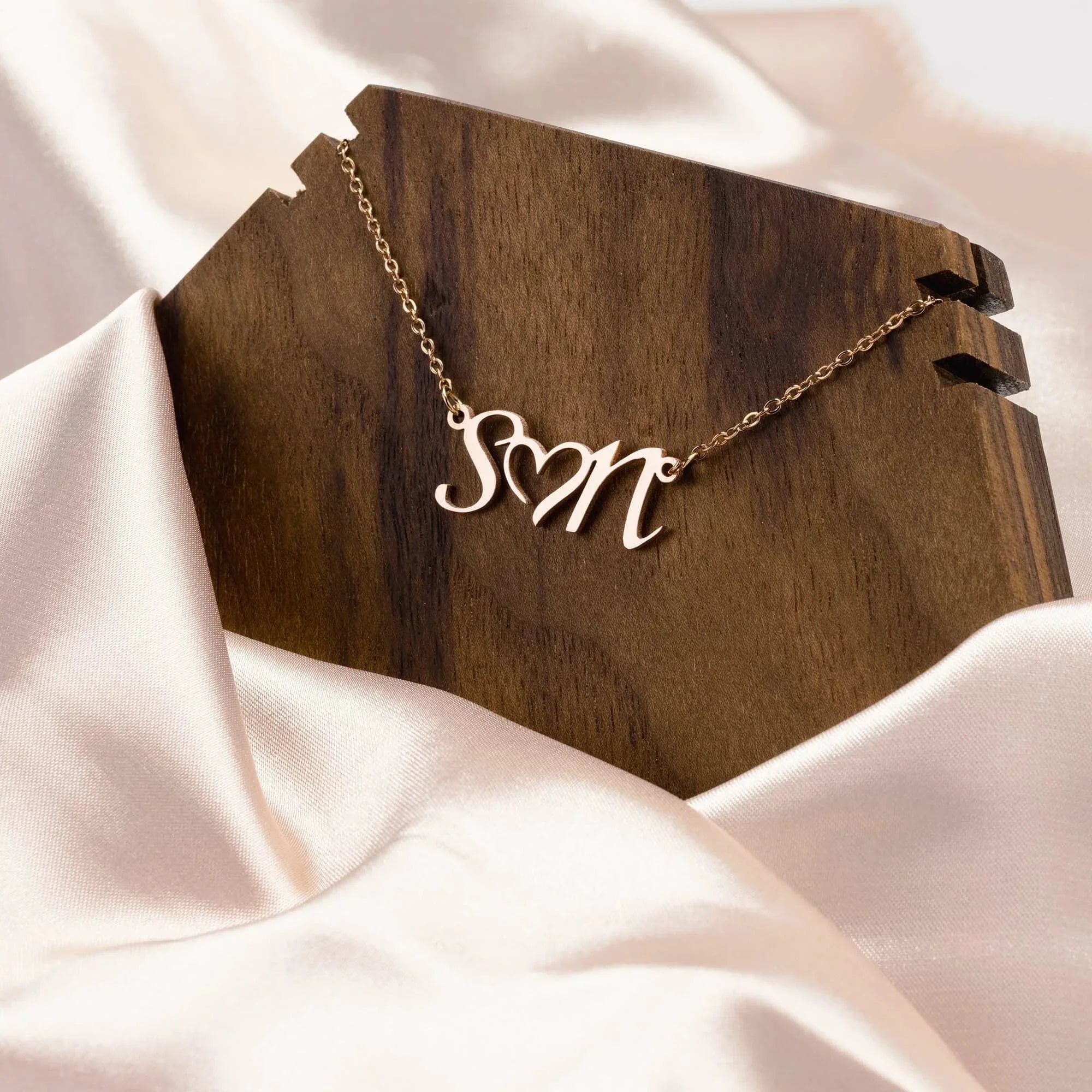 Personalized Double Initial Heart Necklace