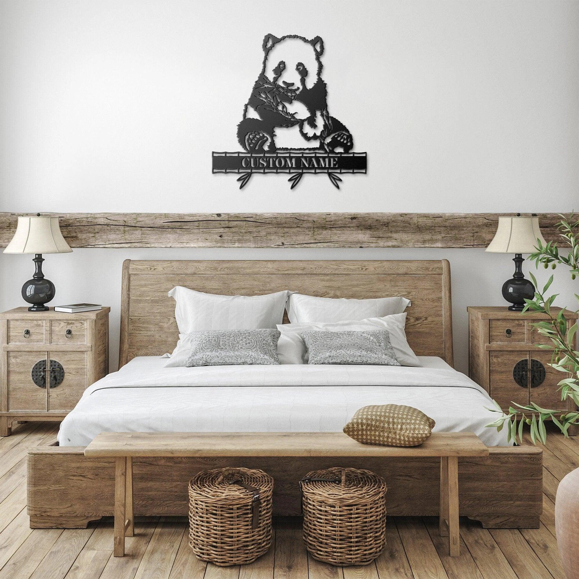 Personalized Panda Bear Metal Wall Sign Art