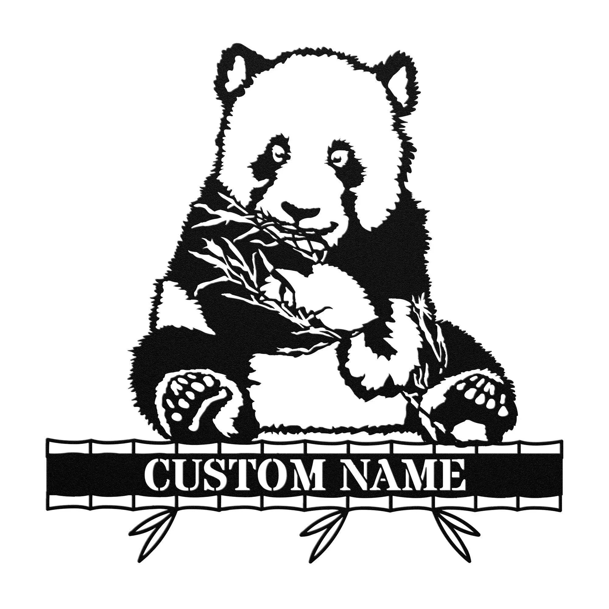 Personalized Panda Bear Metal Wall Sign Art