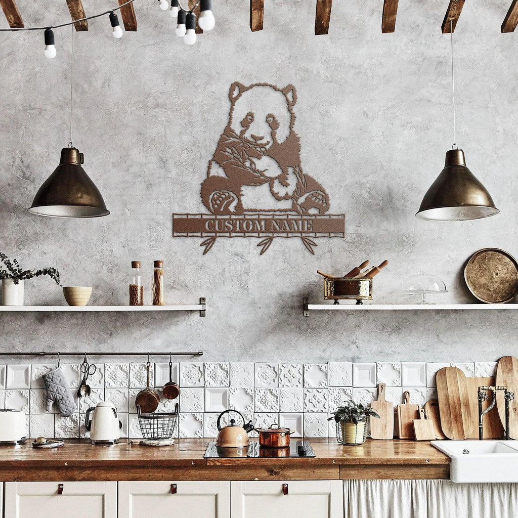 Personalized Panda Bear Metal Wall Sign Art